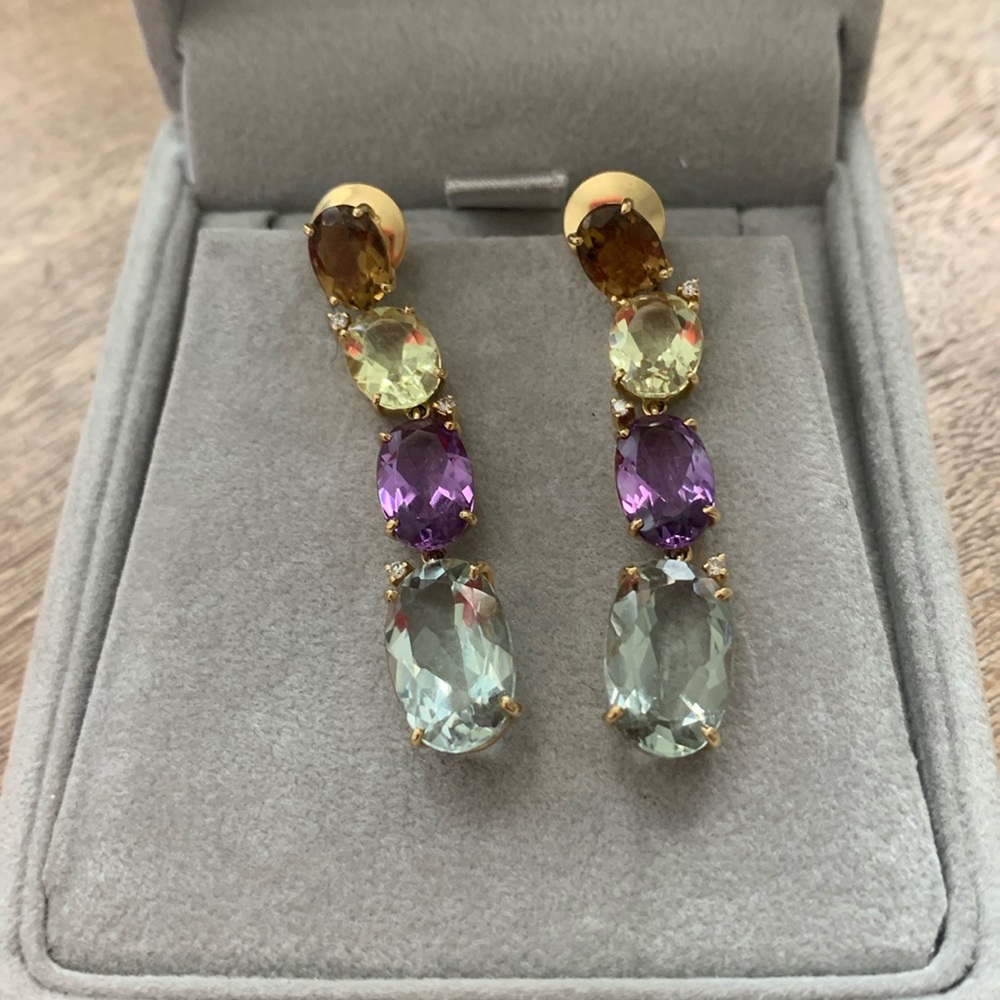 18k gold gem earrings